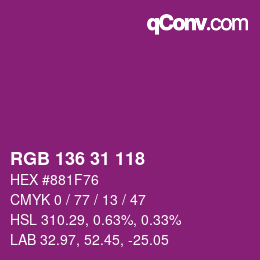 Color code: RGB 136 31 118 | qconv.com