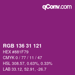 Color code: RGB 136 31 121 | qconv.com