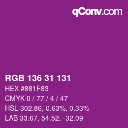 Color code: RGB 136 31 131 | qconv.com
