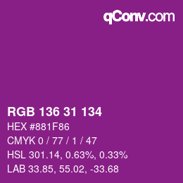 カラーコード: RGB 136 31 134 | qconv.com