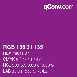 Color code: RGB 136 31 135 | qconv.com
