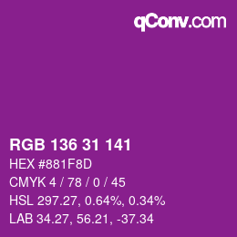Color code: RGB 136 31 141 | qconv.com