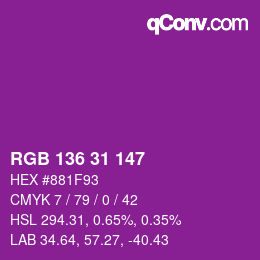 Color code: RGB 136 31 147 | qconv.com