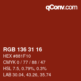 Color code: RGB 136 31 16 | qconv.com