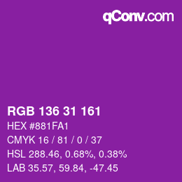 Color code: RGB 136 31 161 | qconv.com