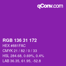 Color code: RGB 136 31 172 | qconv.com