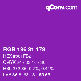 Color code: RGB 136 31 178 | qconv.com