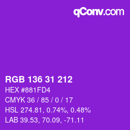 Color code: RGB 136 31 212 | qconv.com
