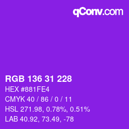 Color code: RGB 136 31 228 | qconv.com