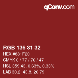 Color code: RGB 136 31 32 | qconv.com