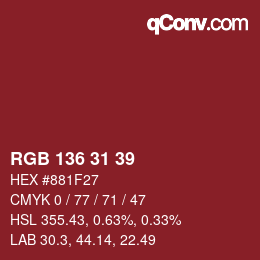 Color code: RGB 136 31 39 | qconv.com