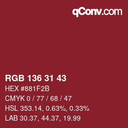 Color code: RGB 136 31 43 | qconv.com