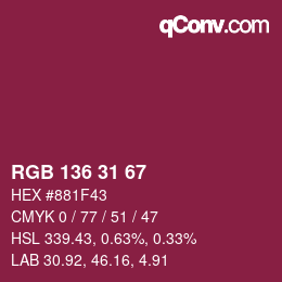 Color code: RGB 136 31 67 | qconv.com