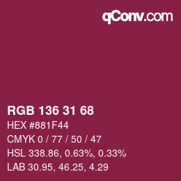 Color code: RGB 136 31 68 | qconv.com