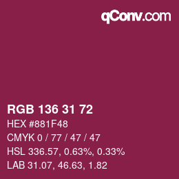 Color code: RGB 136 31 72 | qconv.com
