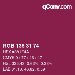 Color code: RGB 136 31 74 | qconv.com