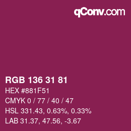 Farbcode: RGB 136 31 81 | qconv.com