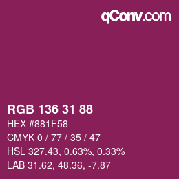 Color code: RGB 136 31 88 | qconv.com