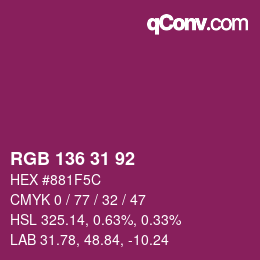 Color code: RGB 136 31 92 | qconv.com