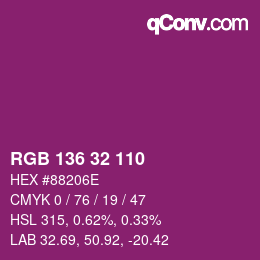 Color code: RGB 136 32 110 | qconv.com