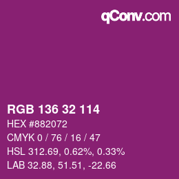 Color code: RGB 136 32 114 | qconv.com
