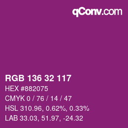 Color code: RGB 136 32 117 | qconv.com