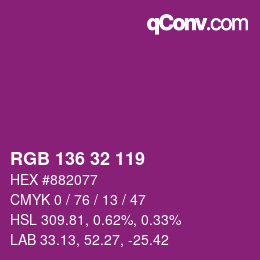 Color code: RGB 136 32 119 | qconv.com