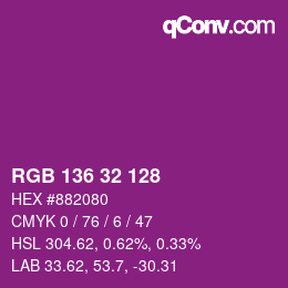 Farbcode: RGB 136 32 128 | qconv.com