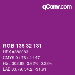 Color code: RGB 136 32 131 | qconv.com