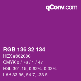 Color code: RGB 136 32 134 | qconv.com