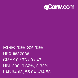 Color code: RGB 136 32 136 | qconv.com