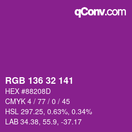 Código de color: RGB 136 32 141 | qconv.com