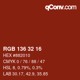 Color code: RGB 136 32 16 | qconv.com