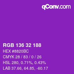 Color code: RGB 136 32 188 | qconv.com
