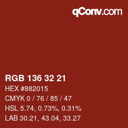 Color code: RGB 136 32 21 | qconv.com