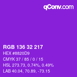 Color code: RGB 136 32 217 | qconv.com