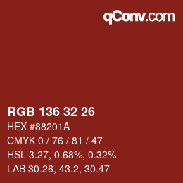 Color code: RGB 136 32 26 | qconv.com