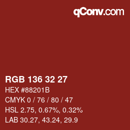 Color code: RGB 136 32 27 | qconv.com