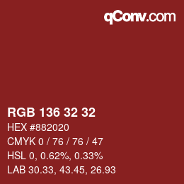 Farbcode: RGB 136 32 32 | qconv.com