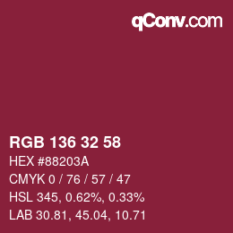Color code: RGB 136 32 58 | qconv.com