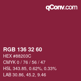 Farbcode: RGB 136 32 60 | qconv.com