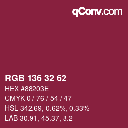 Color code: RGB 136 32 62 | qconv.com