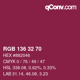 Color code: RGB 136 32 70 | qconv.com