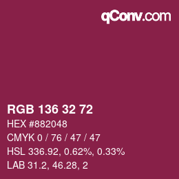 カラーコード: RGB 136 32 72 | qconv.com
