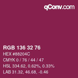 Color code: RGB 136 32 76 | qconv.com