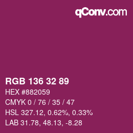 Color code: RGB 136 32 89 | qconv.com