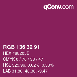 Color code: RGB 136 32 91 | qconv.com