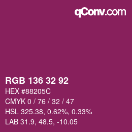 Color code: RGB 136 32 92 | qconv.com