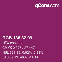 Color code: RGB 136 32 99 | qconv.com