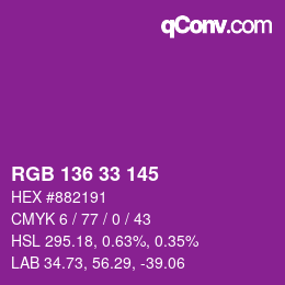 Color code: RGB 136 33 145 | qconv.com